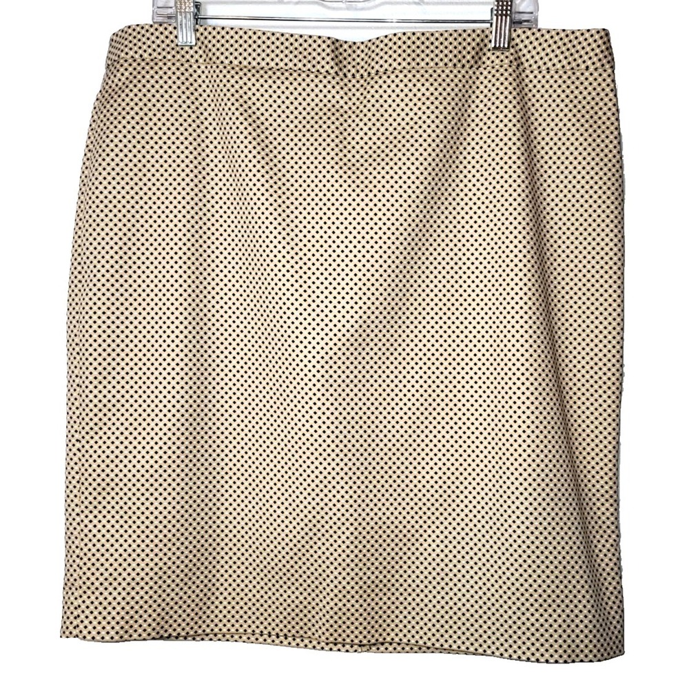 NWOT Liz Claiborne Career Cream Geometric Rear‎ Zip Slit Cotton Pencil Skirt 16